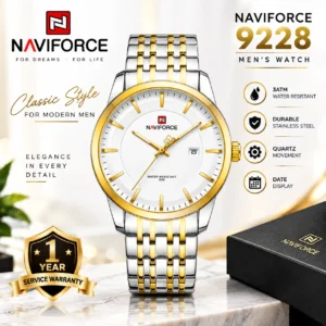 Naviforce 9228 silver for man silver white gold